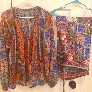 Johnny Was size large pants and top set